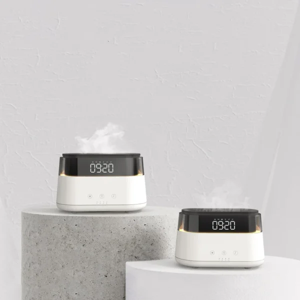 Flame Humidifier With Clock Bedroom